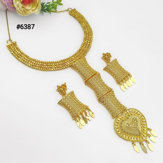 Gold Plated Hand Made Jewelry Long Necklace Set, PMJ Model No: 6387