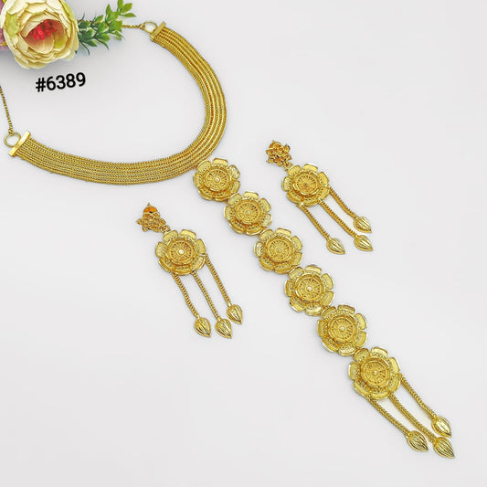 Gold Plated Hand Made Jewelry Long Necklace Set, PMJ Model No: 6389