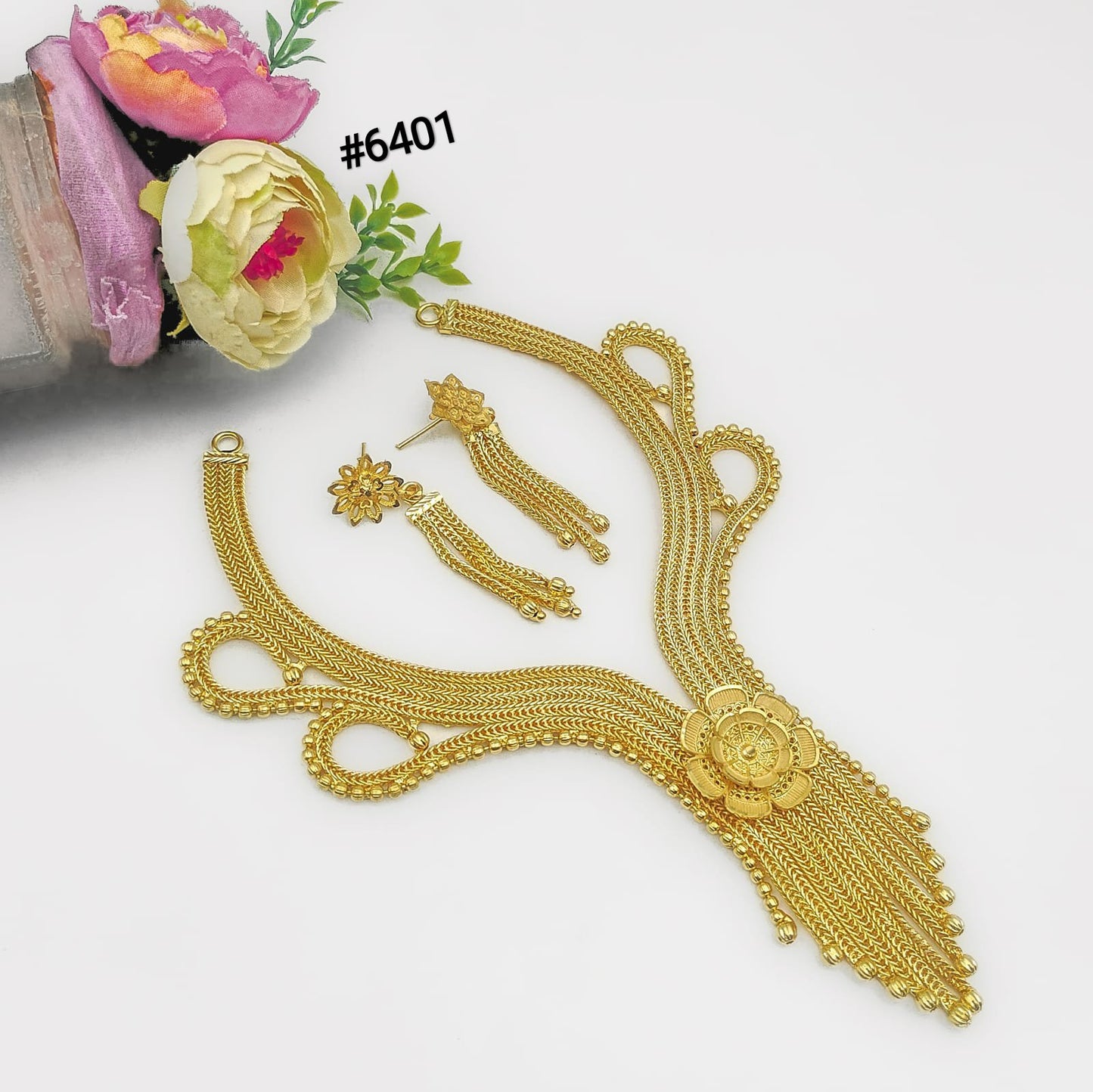 Gold Plated Short Necklace Set, PMJ Model No: 6401