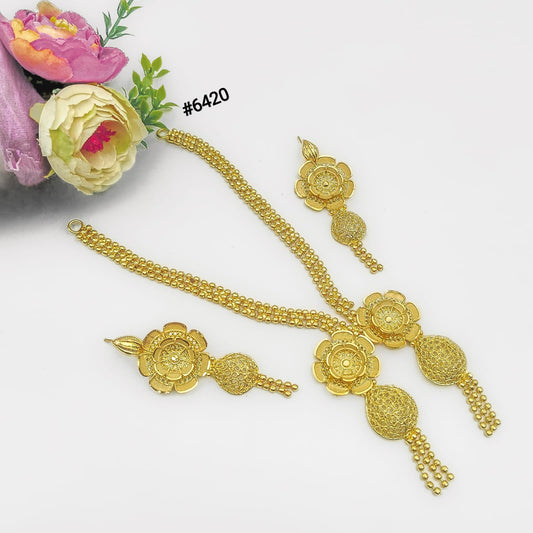 Gold Plated Hand Made Jewelry Long Necklace Set, PMJ Model No: 6420