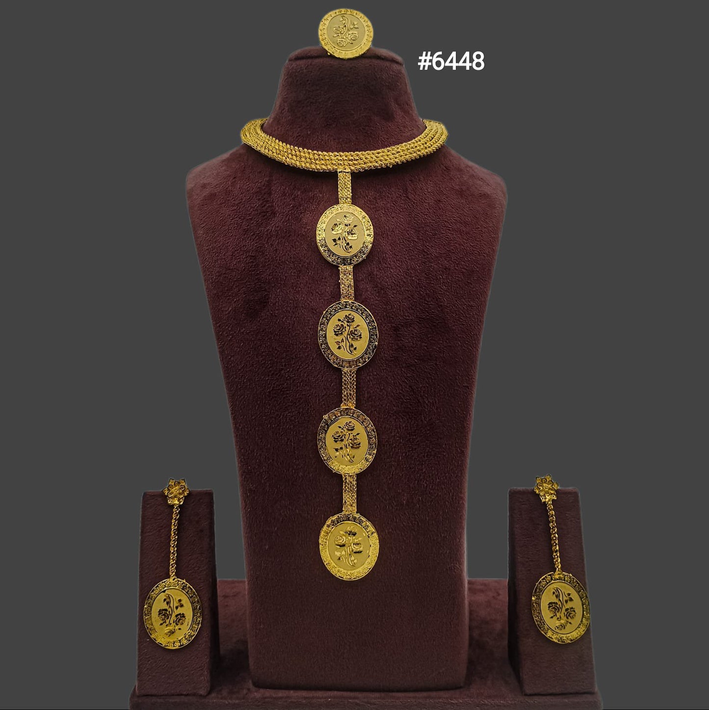 Gold Plated Long Necklace Set, PMJ Model No: 6448