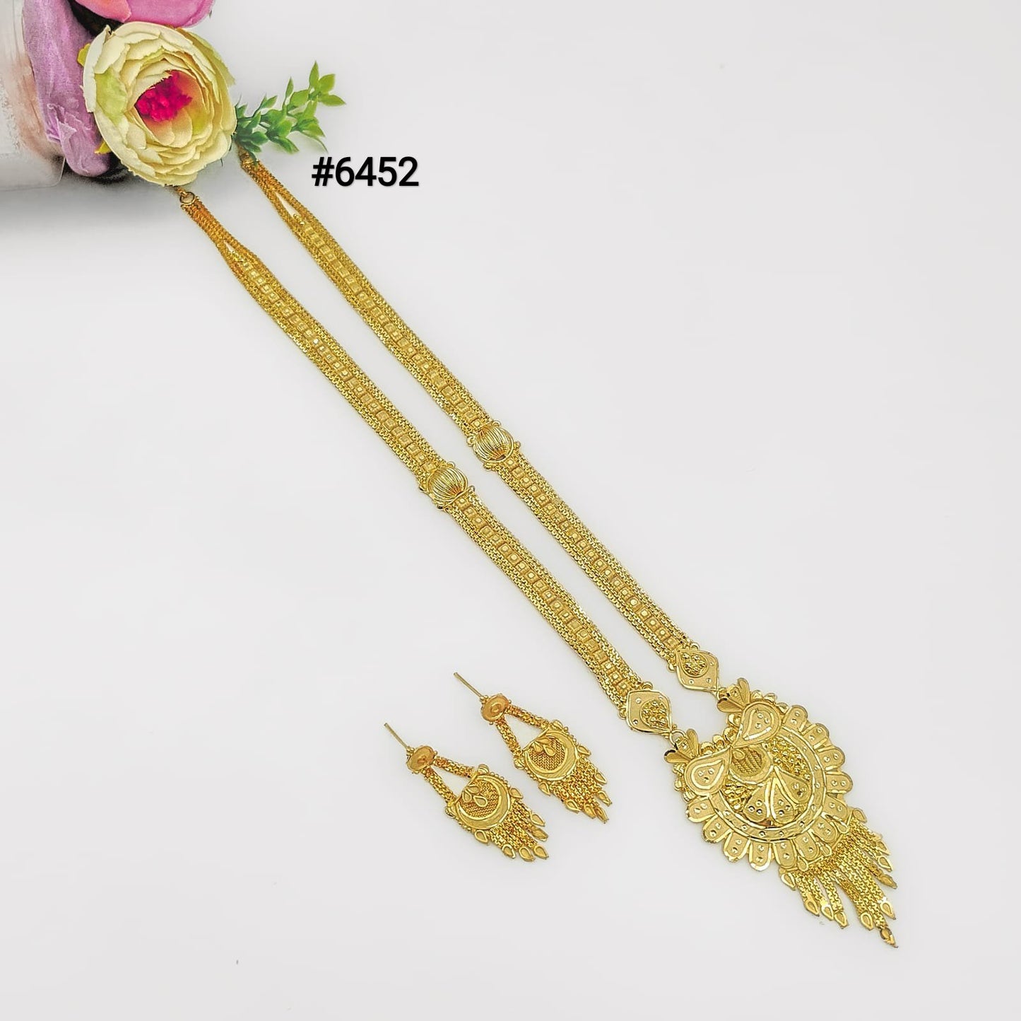 Gold Plated Long Necklaces Set, PMJ Model No: 6452