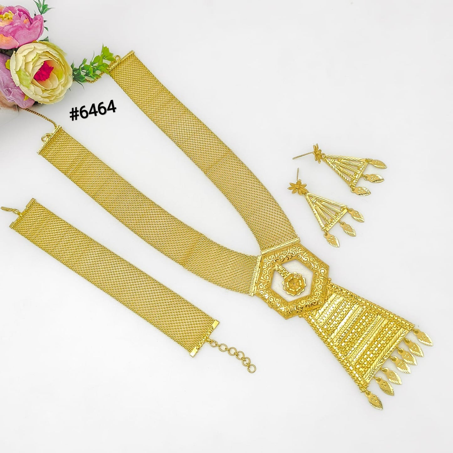 Gold Plated Long Necklaces Set, PMJ Model No: 6464