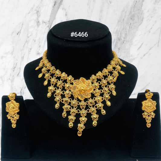 Gold Plated Bridal Short  Necklace Set, PMJ Model No: 6466