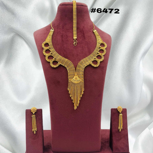 Gold Plated Bridal Short Necklace Set, PMJ Model No: 6472