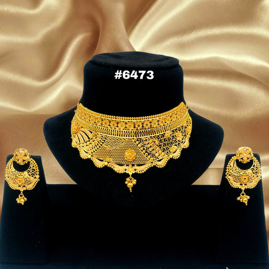 Gold Plated Bridal Short  Necklace Set, PMJ Model No: 6473