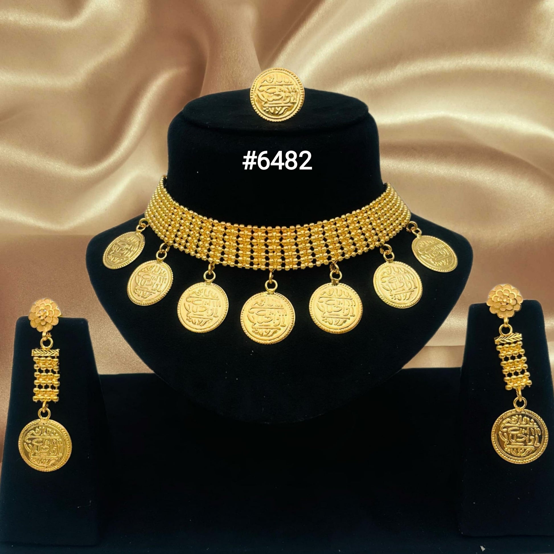 Gold Plated Short Necklace Set, PMJ Model No: 6482 – Poojamani