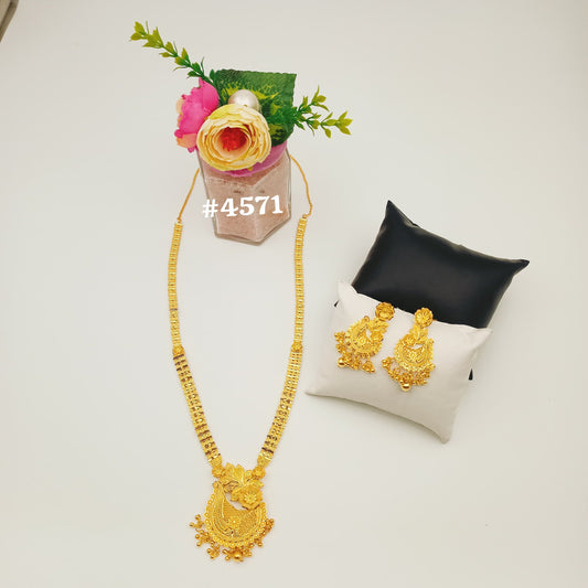 Exclusive Gold Plated Long Necklaces Set, PMJ Model No: 4571