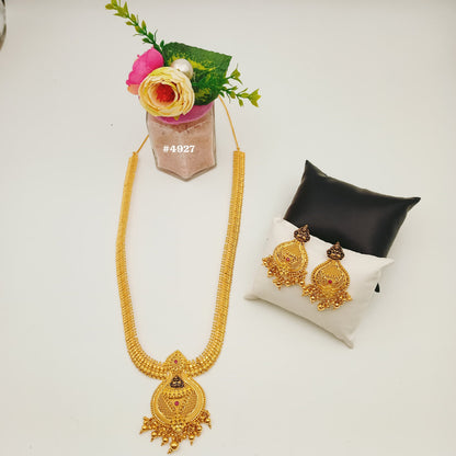 Exclusive Gold Plated Long Necklaces Set, PMJ Model No: 4927