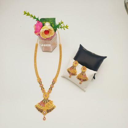 Exclusive Gold Plated Long Necklaces Set, PMJ Model No: 4929