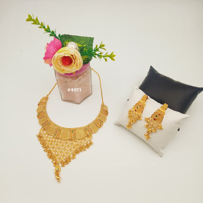 Gold Plated Bridal Short Necklace Set, PMJ Model No: 4971