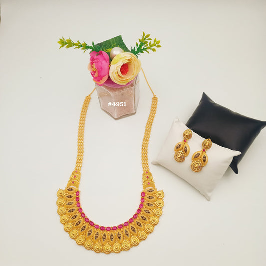 Exclusive Gold Plated Long Necklaces Set, PMJ Model No: 4951