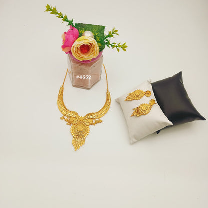 Gold Plated Bridal Short Necklace Set, PMJ Model No: 4552