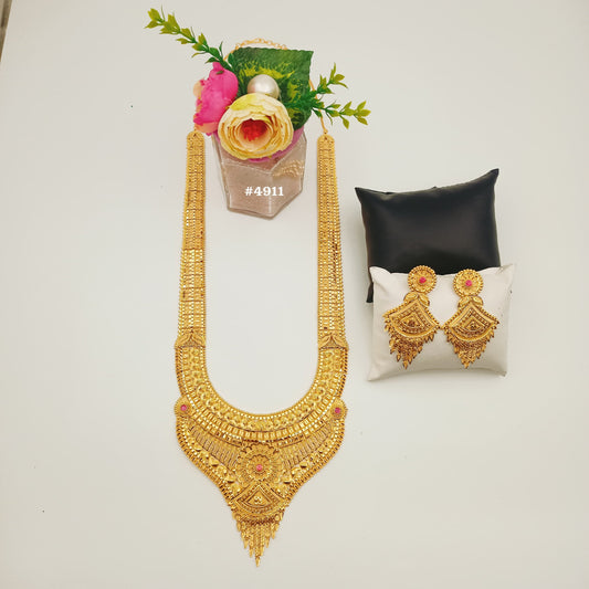 Exclusive Gold Plated Long Necklaces Set, PMJ Model No: 4911