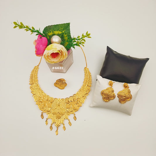 Gold Plated Bridal Short Necklace Set, PMJ Model No: 4637