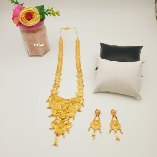 Gold Plated Hand Made Jewelry Long Necklace Set, PMJ Model No: 4621