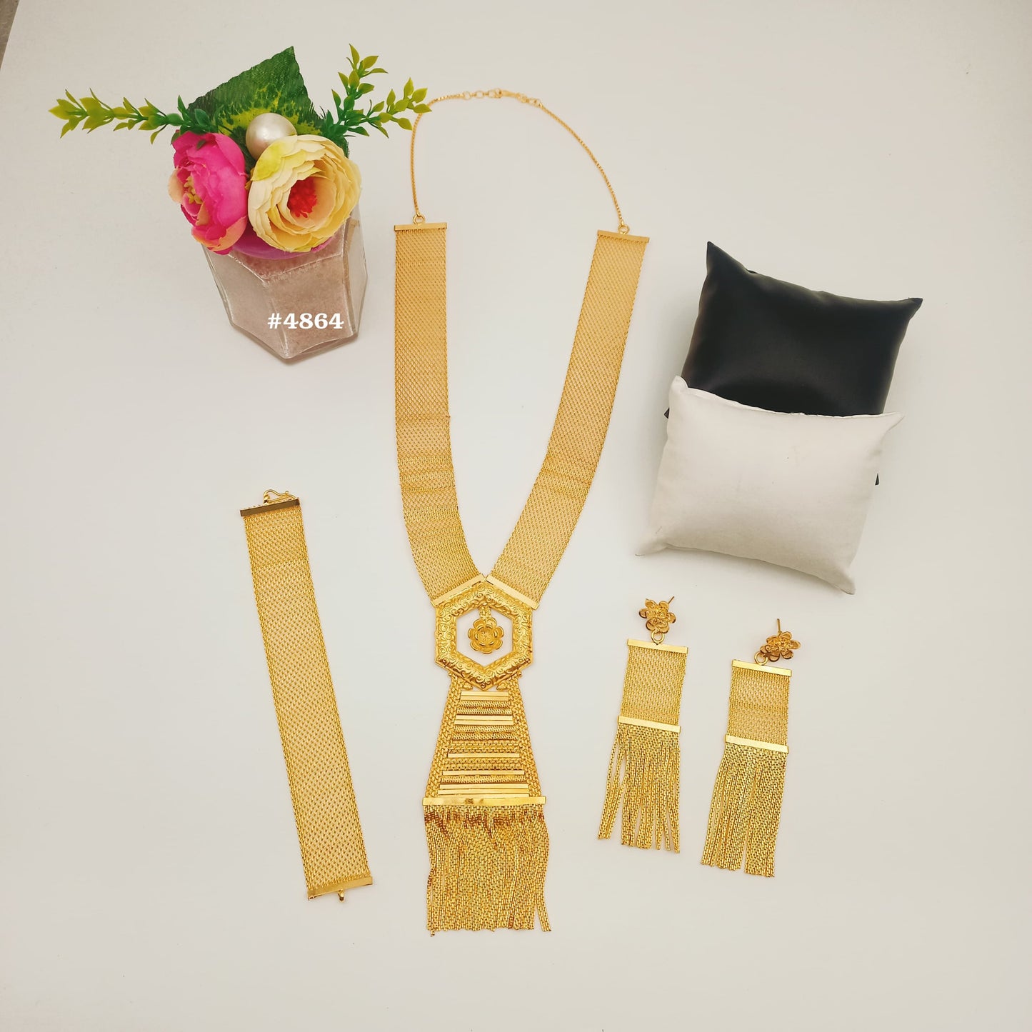 Exclusive Gold Plated Long Necklaces Set, PMJ Model No: 4864