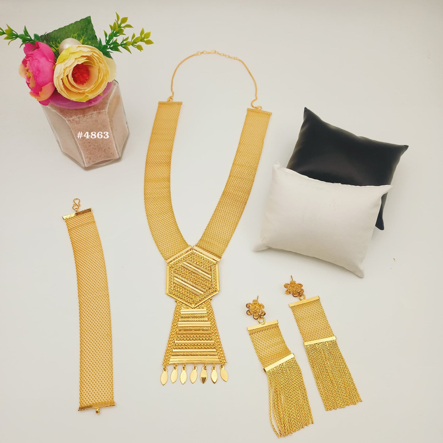 Exclusive Gold Plated Long Necklaces Set, PMJ Model No: 4863