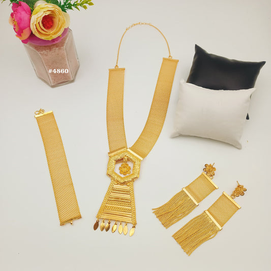 Exclusive Gold Plated Long Necklaces Set, PMJ Model No: 4860