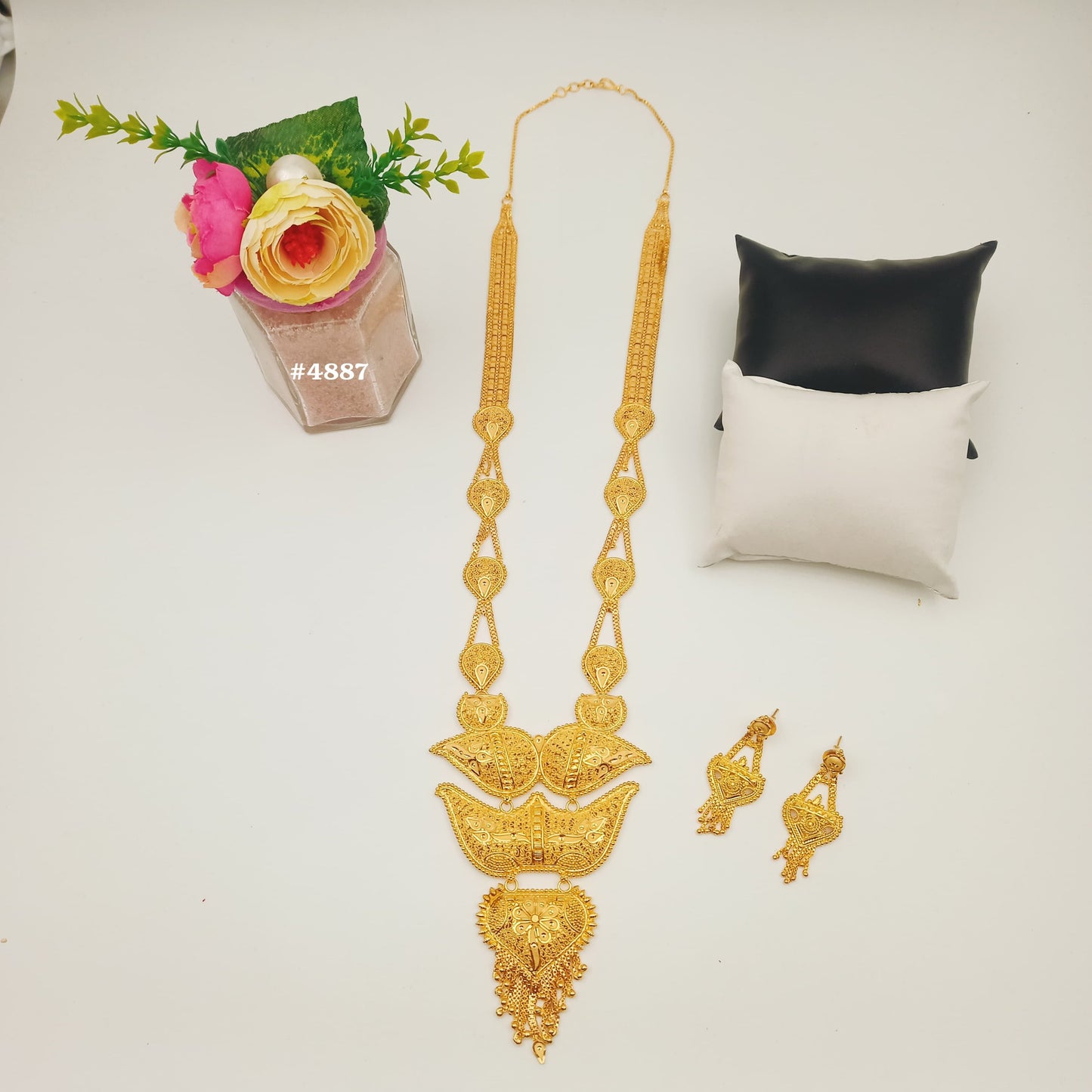 Exclusive Gold Plated Long Necklaces Set, PMJ Model No: 4887