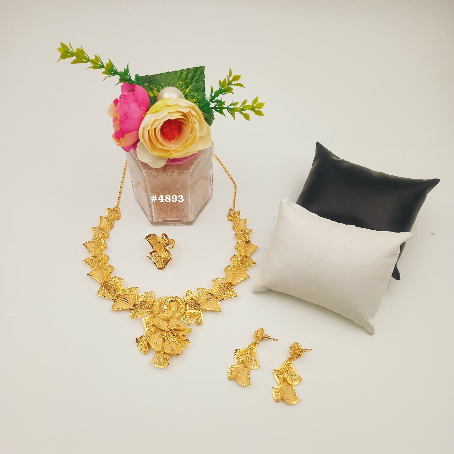 Gold Plated Bridal Short Necklace Set, PMJ Model No: 4893