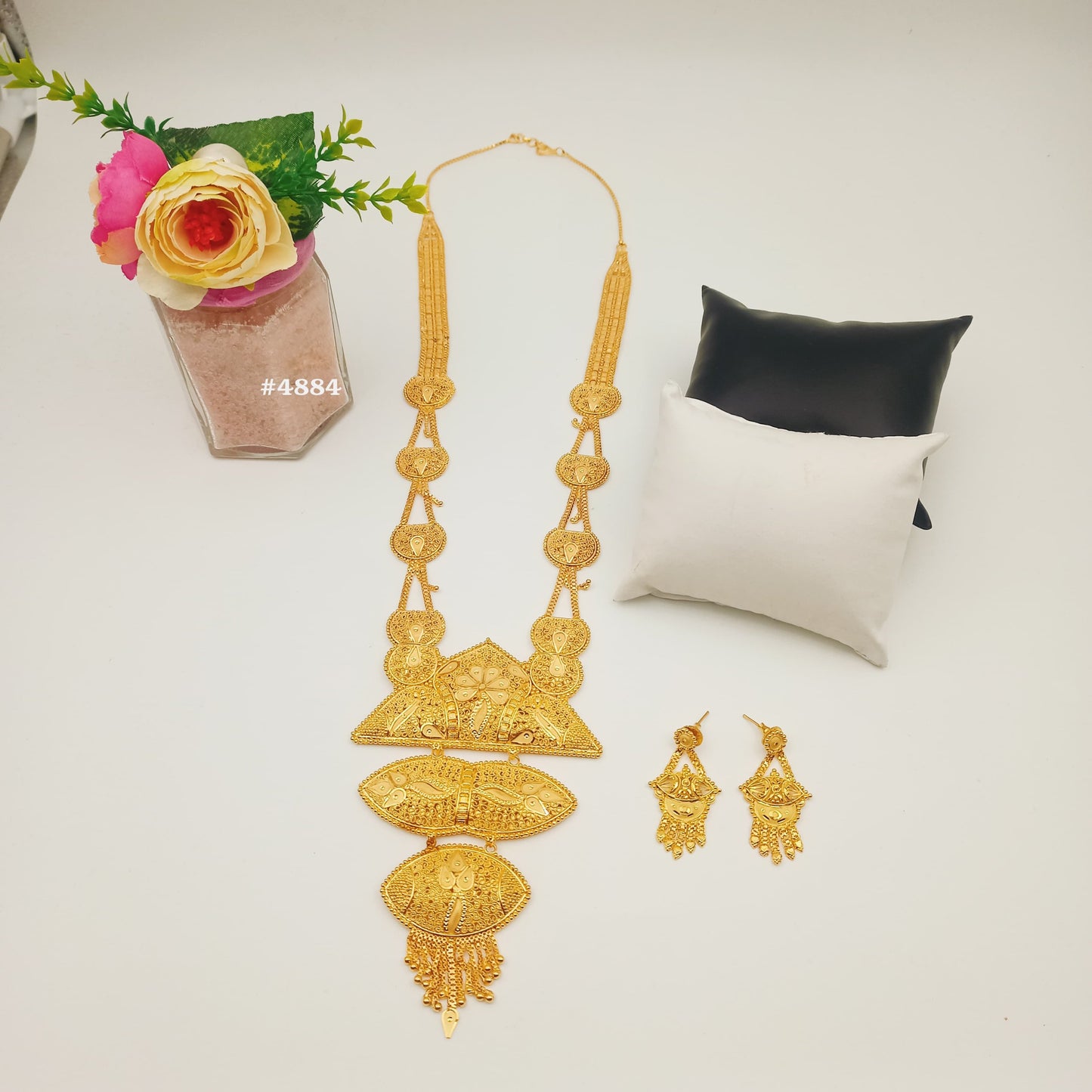 Exclusive Gold Plated Long Necklaces Set, PMJ Model No: 4884