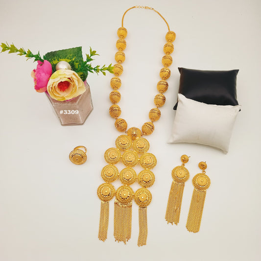 Gold Plated Long Necklace Set, PMJ Model No: 3309