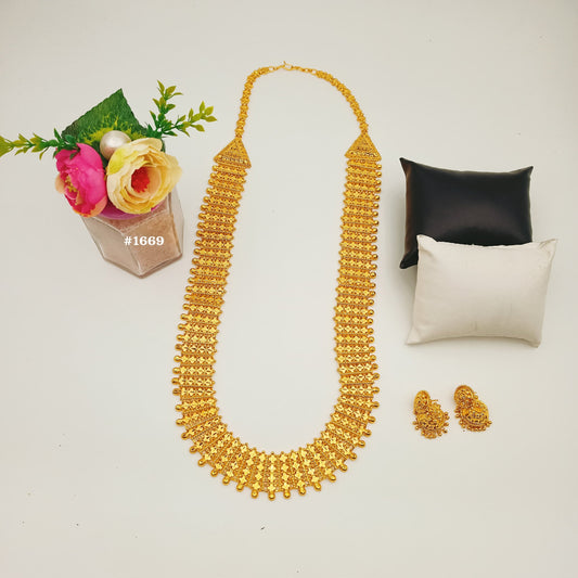 PMJ Sublime Gold Plated Beautiful Long Necklace Set Fashion Jewelry Sale MODEL : 1669