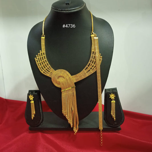 Gold Plated Bridal Short Necklace Set, PMJ Model No: 4736