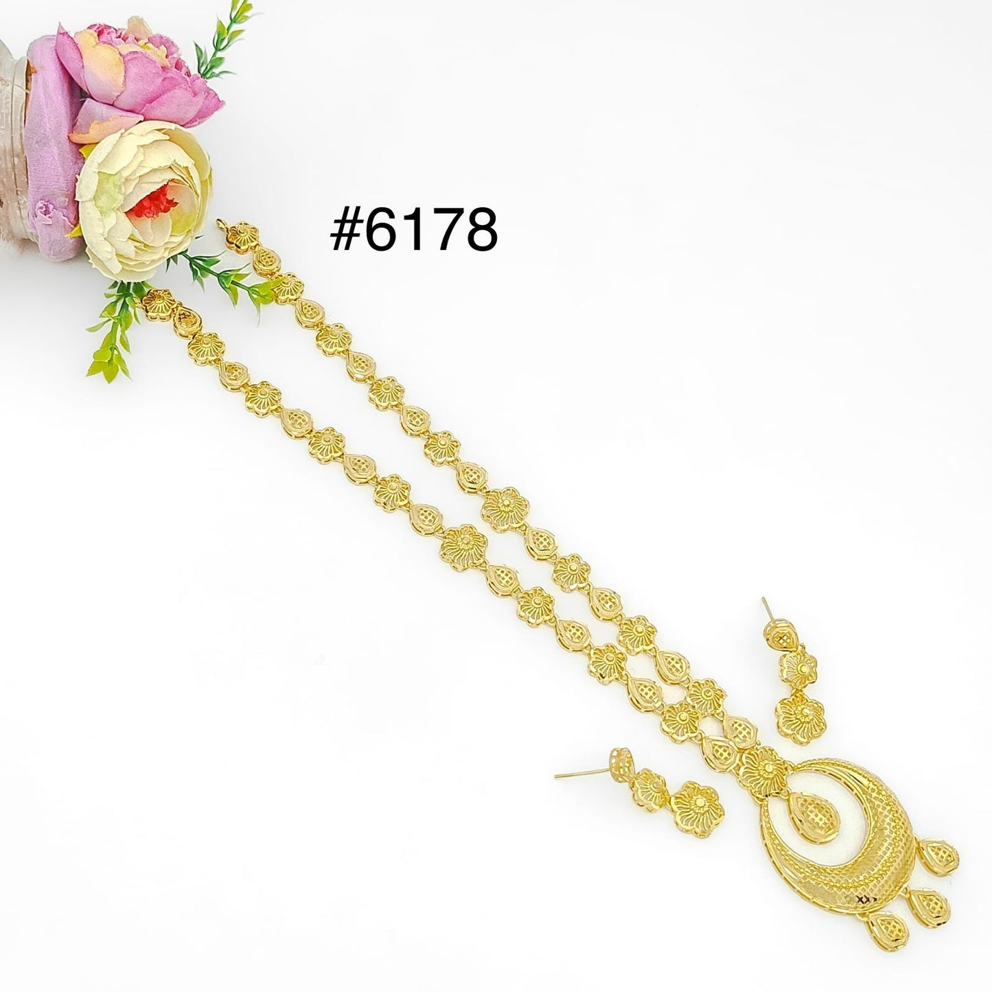 Gold Plated Long Necklace Set, PMJ Model No: 6178