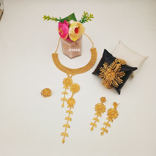 Gold Plated Bridal Short Necklace Set, PMJ Model No: 3929