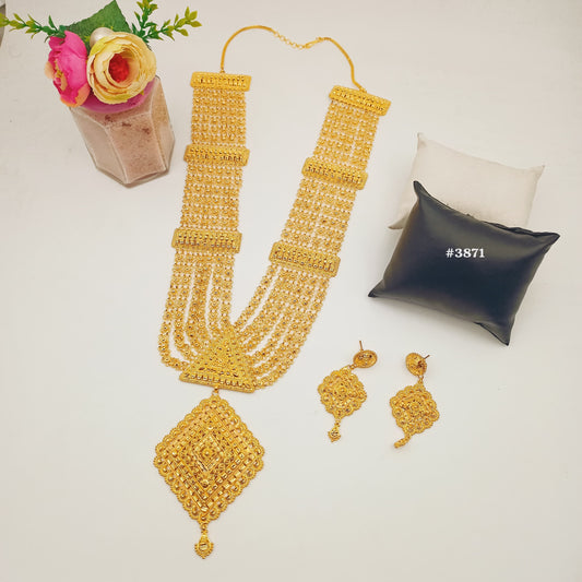 Exclusive Gold Plated Long Necklaces Set, PMJ Model No: 3871