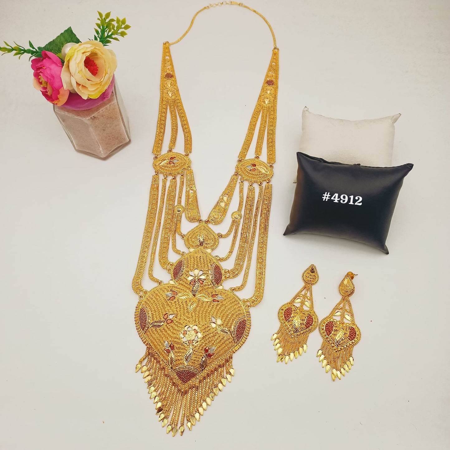 Exclusive Gold Plated Long Necklaces Set, PMJ Model No: 4912