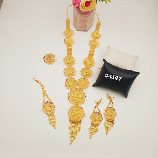 Gold Plated Beautiful Long Necklace with Earrings MODEL NO :4147