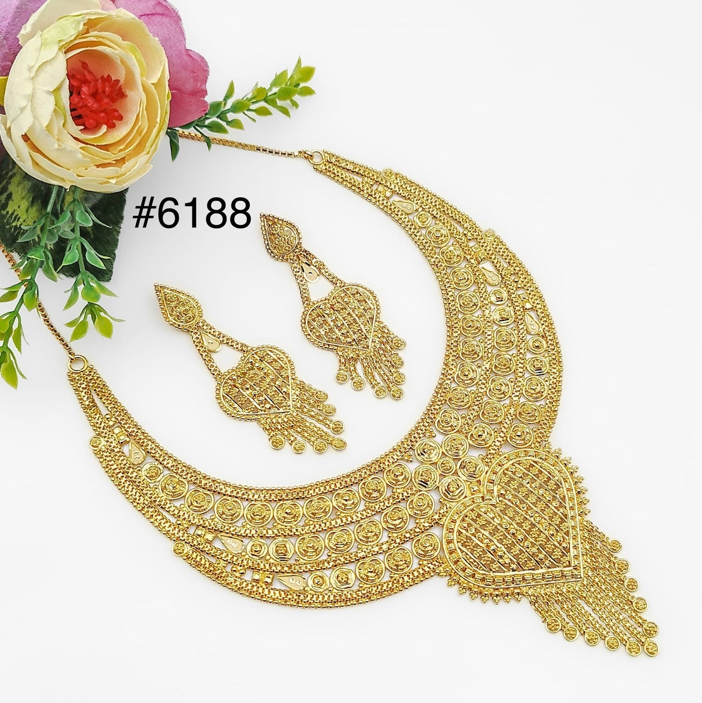 Gold Plated Bridal Short  Necklace Set, PMJ Model No: 6188