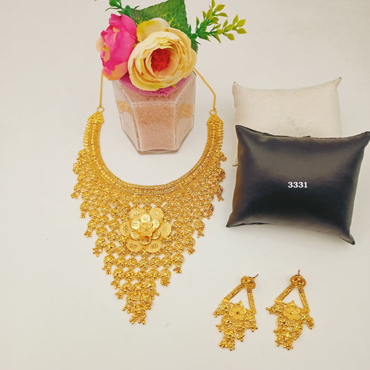 Gold Plated Bridal Short  Necklace Set, PMJ Model No: 3331