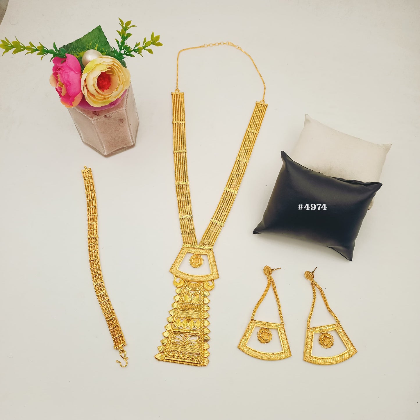 Exclusive Gold Plated Long Necklaces Set, PMJ Model No: 4974