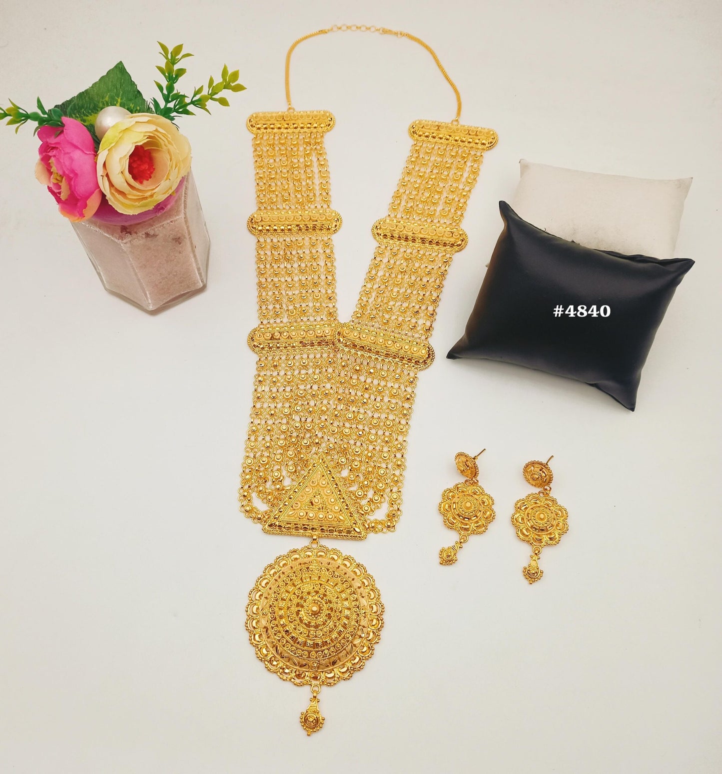 Exclusive Gold Plated Long Necklaces Set, PMJ Model No: 4840