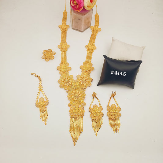 Gold Plated Beautiful Long Necklace with Earrings MODEL NO : 4145
