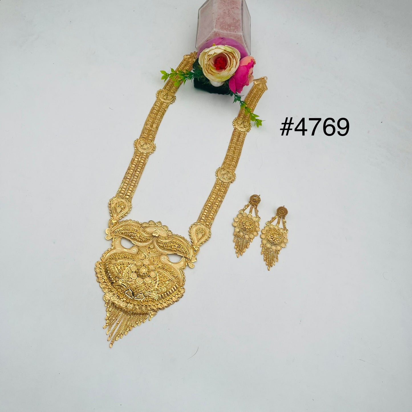 Exclusive Gold Plated Long Necklaces Set, PMJ Model No: 4769