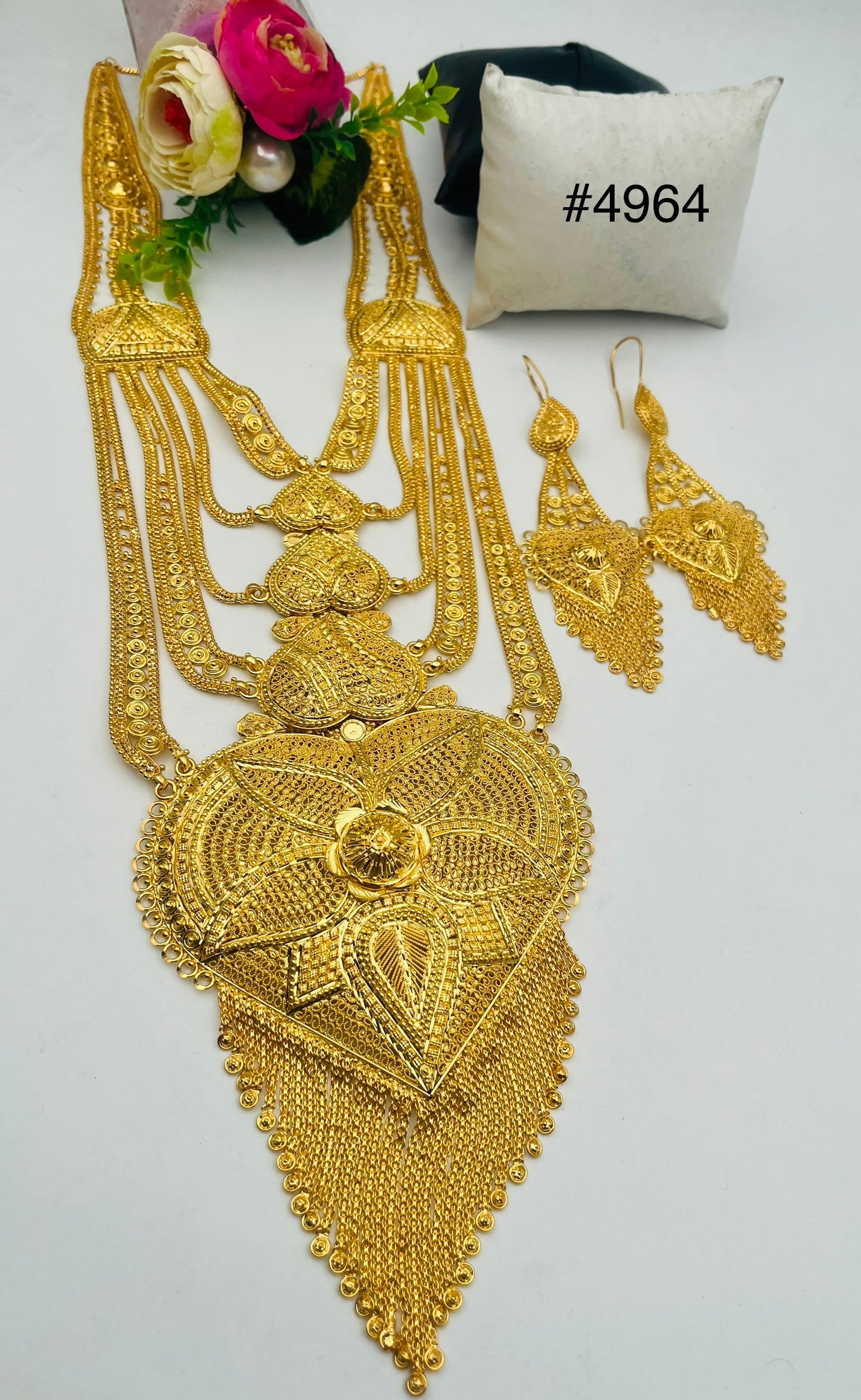 Exclusive Gold Plated Long Necklaces Set, PMJ Model No: 4964