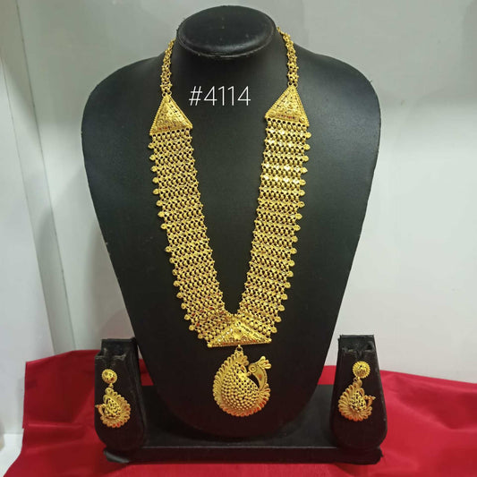 Gold Plated Beautiful Long Necklace with Earrings MODEL:4114