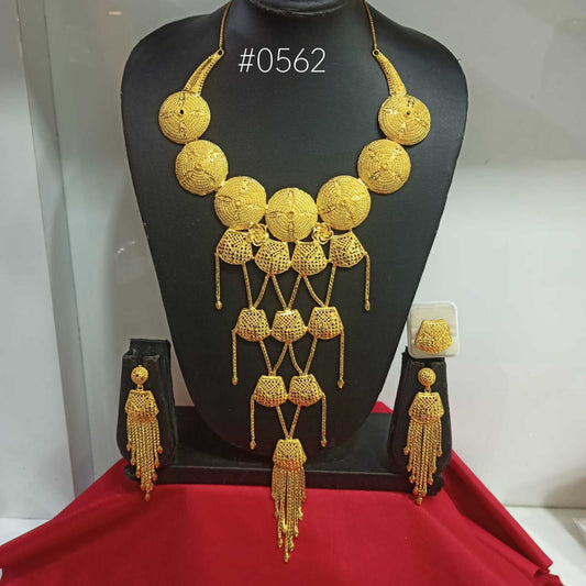 PMJ Indian Fancy Gold Look Beautiful Design Long Necklace Set Catherine Zeta Jones Hollywood Movie Style Costume Jewelry Sale MODEL : 562