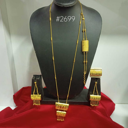 gold-plated-beautiful-stylish-long-necklace-with-earrings-model:2699