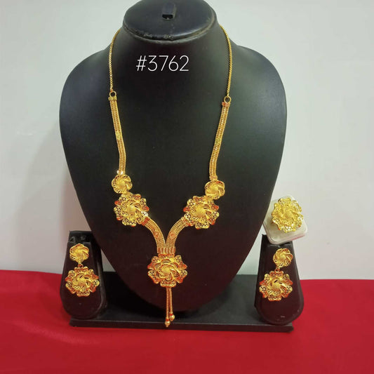 Gold Plated Bridal Short  Necklace Set, PMJ Model No: 3762