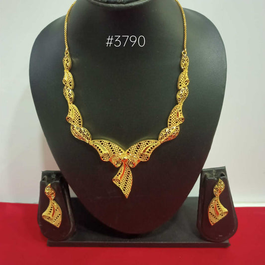 Gold Plated Bridal Short Necklace Set, PMJ Model No: 3790