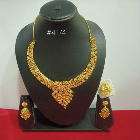 Gold Plated Bridal Short  Necklace Set, PMJ Model No: 4174