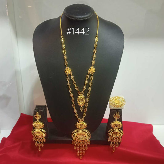 Gold plated Mirror Pendant Necklace with Earrings and Ring Spicy Style Sale MODEL : 1442