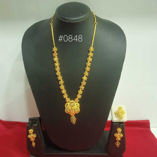 PMJ Gold Plated Banita Sandhu BeautifulOlay Long Necklace Fancy Jewelry Sale MODEL : 848