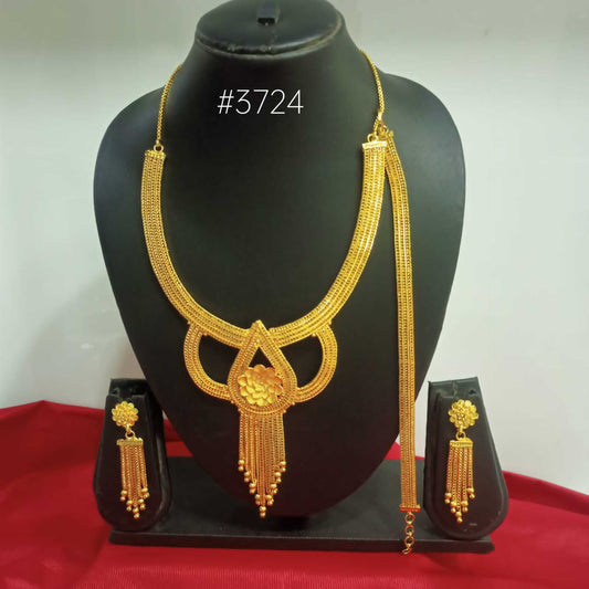 Gold Plated Bridal Short  Necklace Set, PMJ Model No: 3724